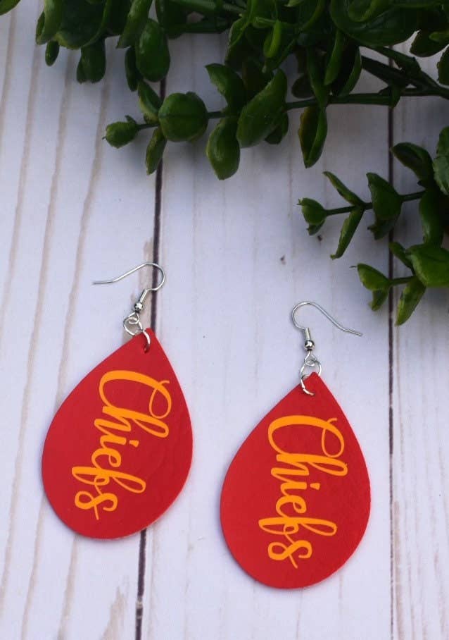 Kansas City Chiefs Red and Yellow Earrings: 2.5