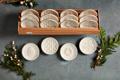 Mud Pie White Christmas Tidbit Plates