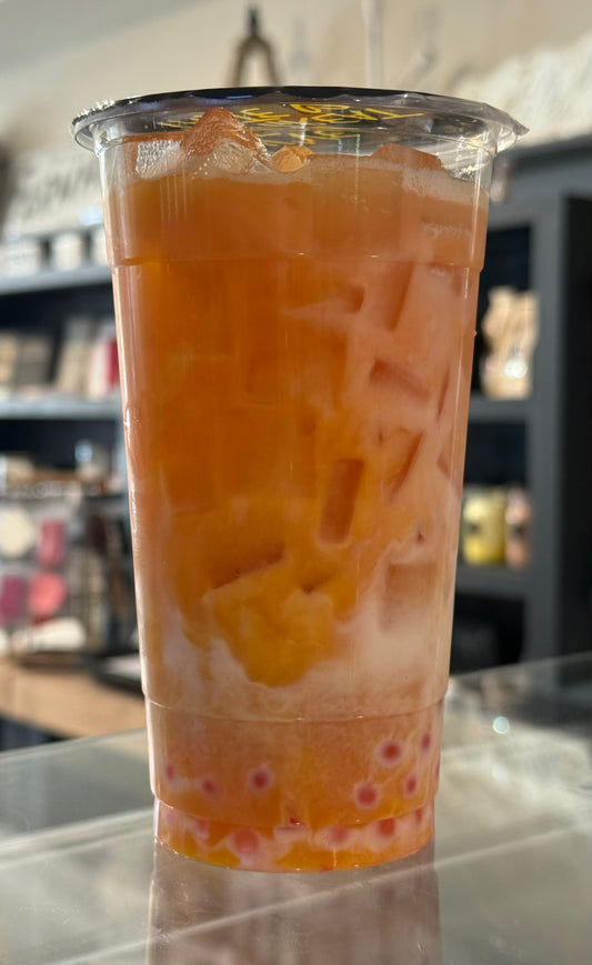 Flavored Milk Tea - 2 Flavors Layered w/ Boba