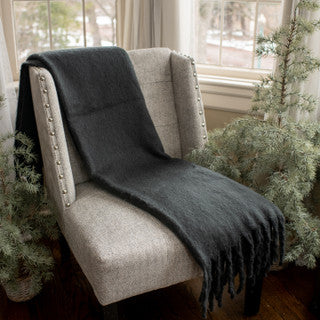 60 Inch DARK GREY BRUSHED BLANKET WITH FRINGE