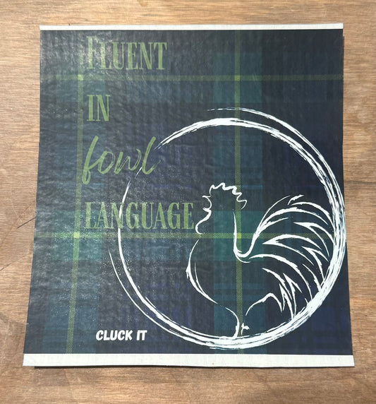 Swedish Dishcloth Fluent in Fowl Language -Navy