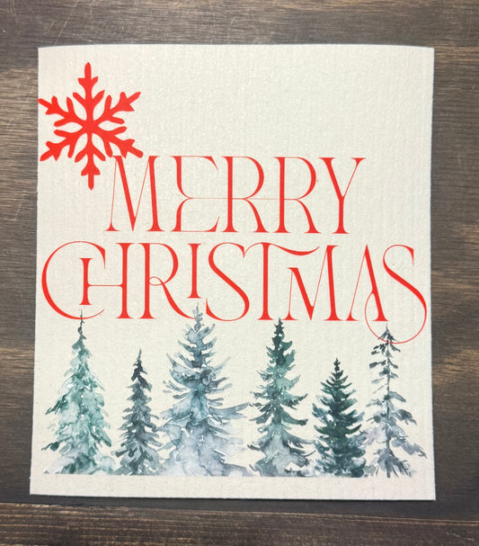 Swedish Dishcloth Merry Christmas W/snowflake