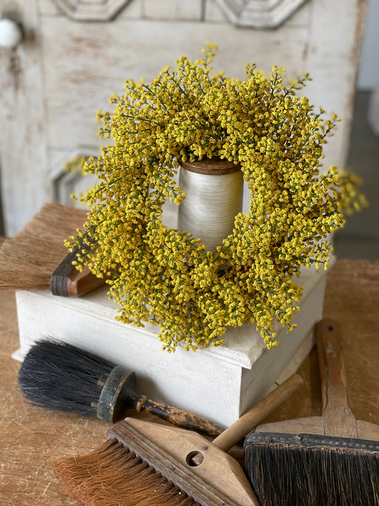 Candle Ring Astilbe Yellow 12 Inch Diameter 6 1/2 Inch Center