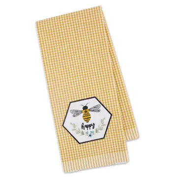 Bee Happy Embellished Dish Towel