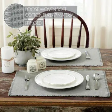 Dove Gray Burlap Placemat - Individual