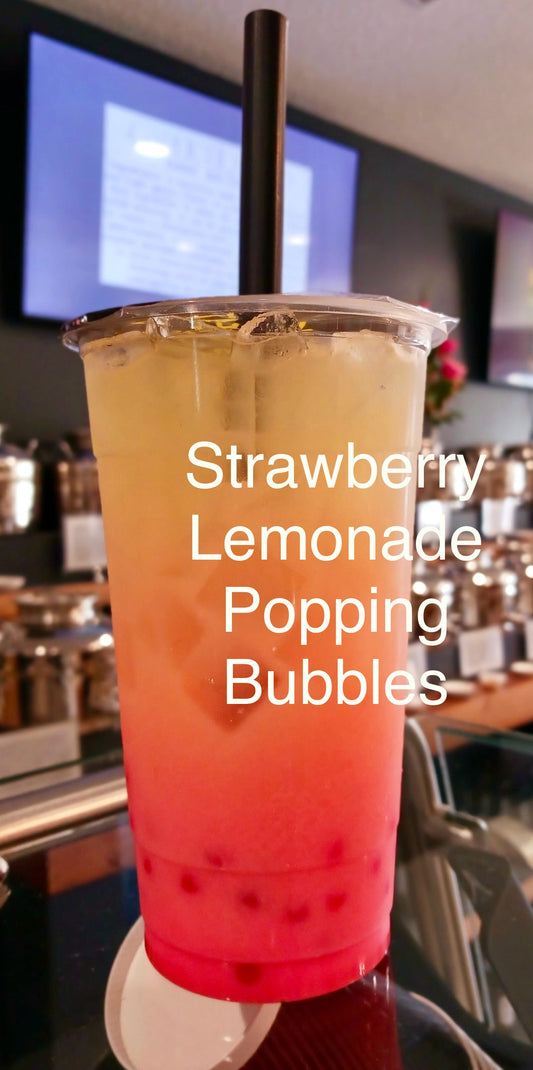 Strawberry Lemonade with Boba or Popping Bubbles.