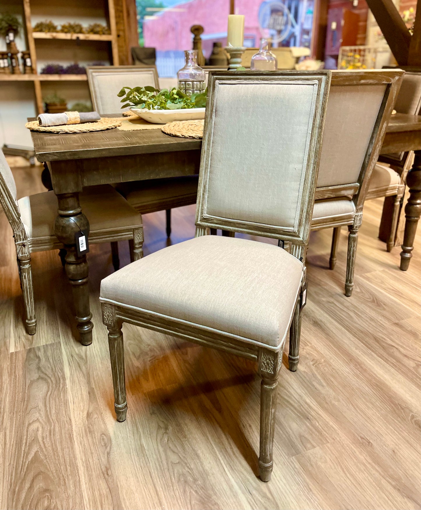 Mango Wood Table with Six Brown Chairs - Pick Up In Store Only