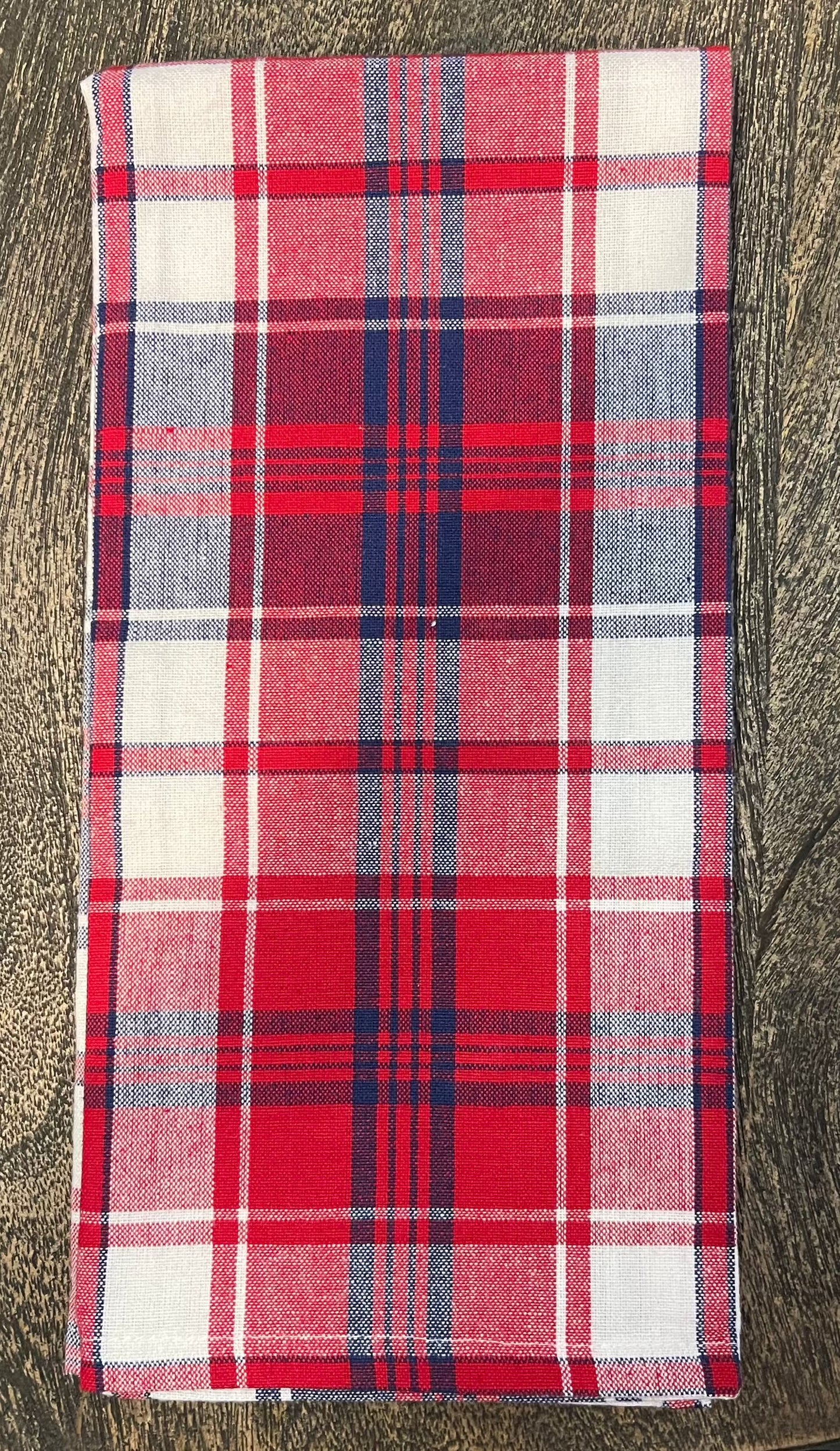 Red White Blue Plaid Dish Towel