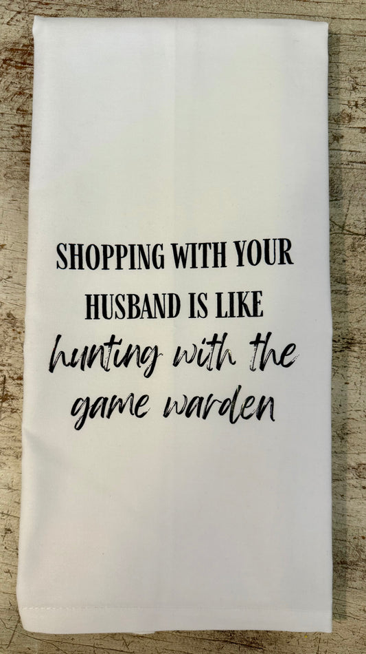Shopping With Husband Tea Towel