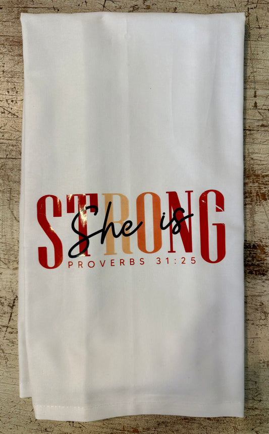 She Is Strong Tea Towel