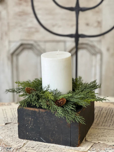 Pine Candle Ring with Pine Cones 11 Inches 4 1/2 Inner