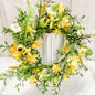 Yellow flowers & Greenery 4.5 in Candle Ring