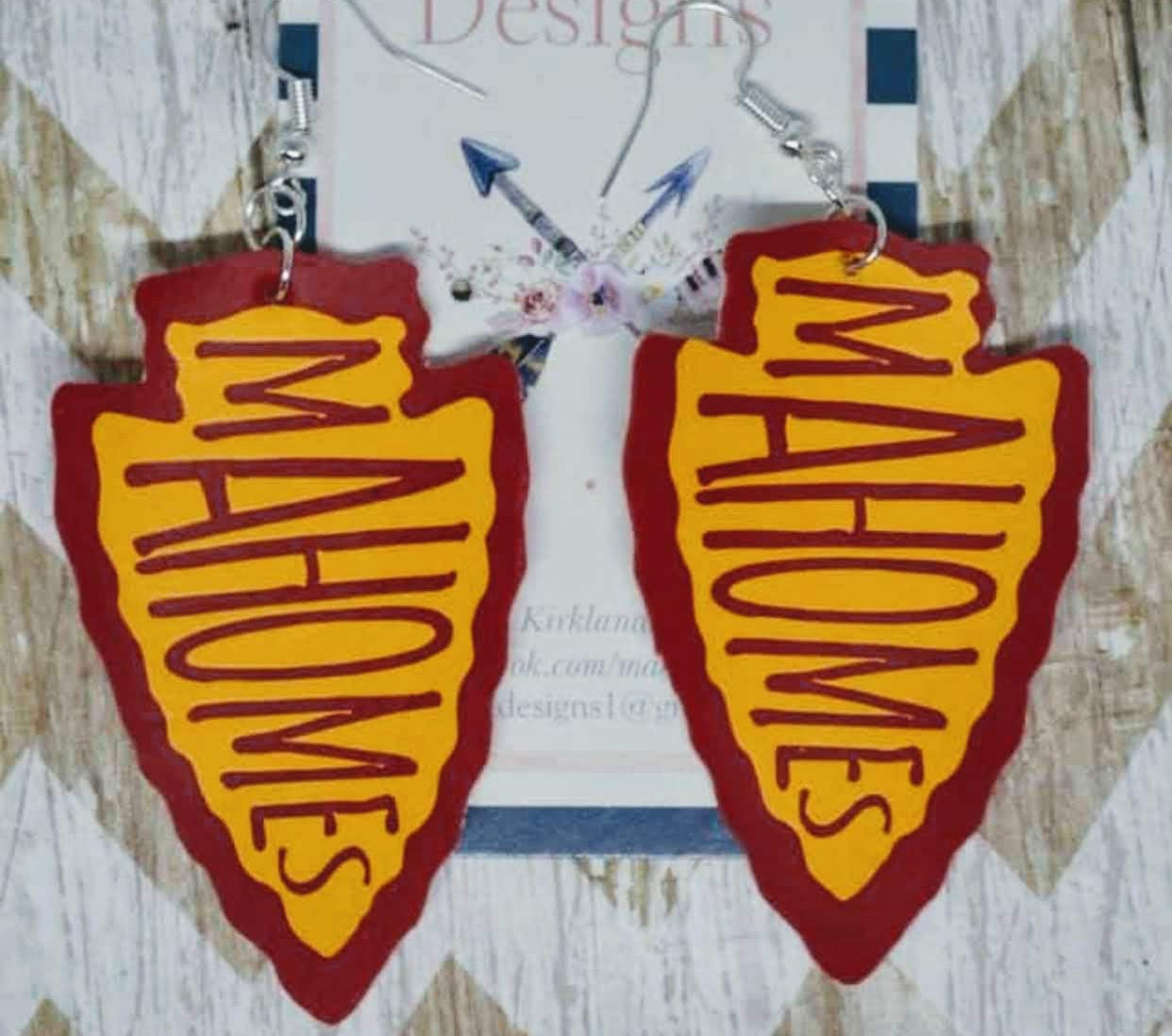 Chiefs Mahomes Arrowhead Earrings: 3"